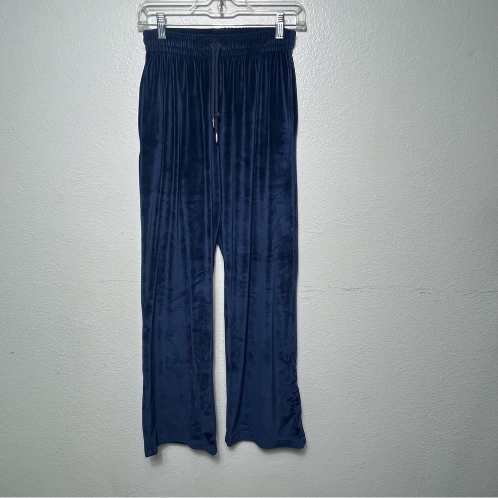 PINK Victoria’s Secret Velour Straight Leg Joggers Navy Blue Ensign Size S NWOT
